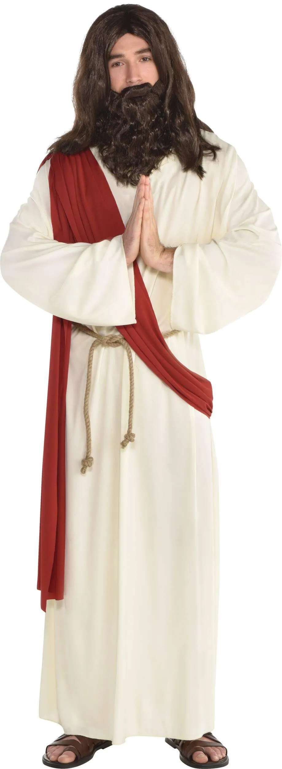 Men's Jesus White Robe with Sash Halloween Costume, Assorted Sizes