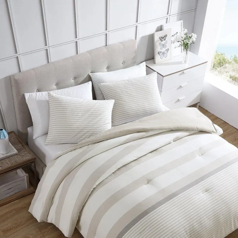 Nautica Saybrook Cotton Reversible Beige Comforter Set