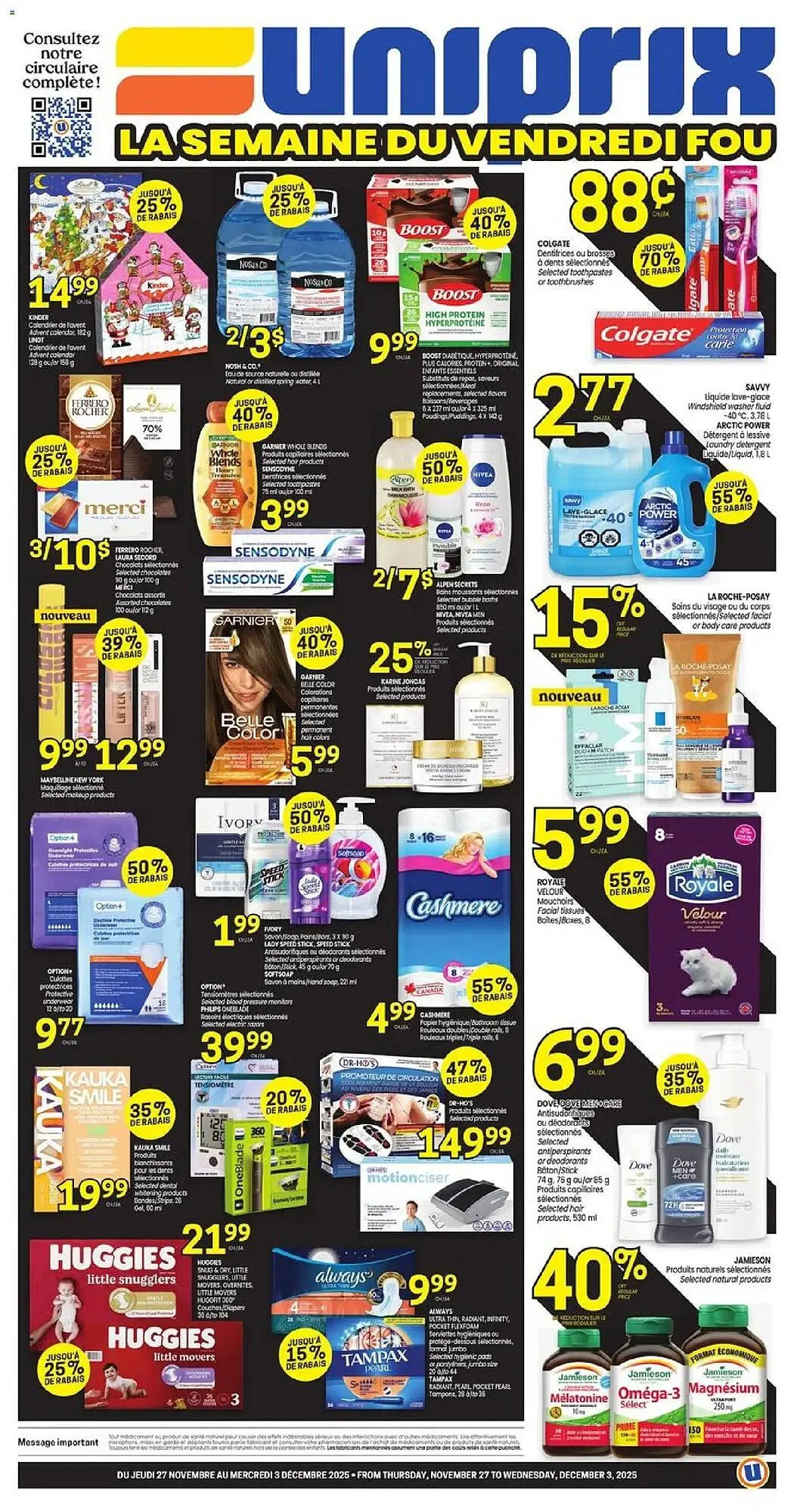 Uniprix flyer from November 27 to December 3 2025 - flyer page 1