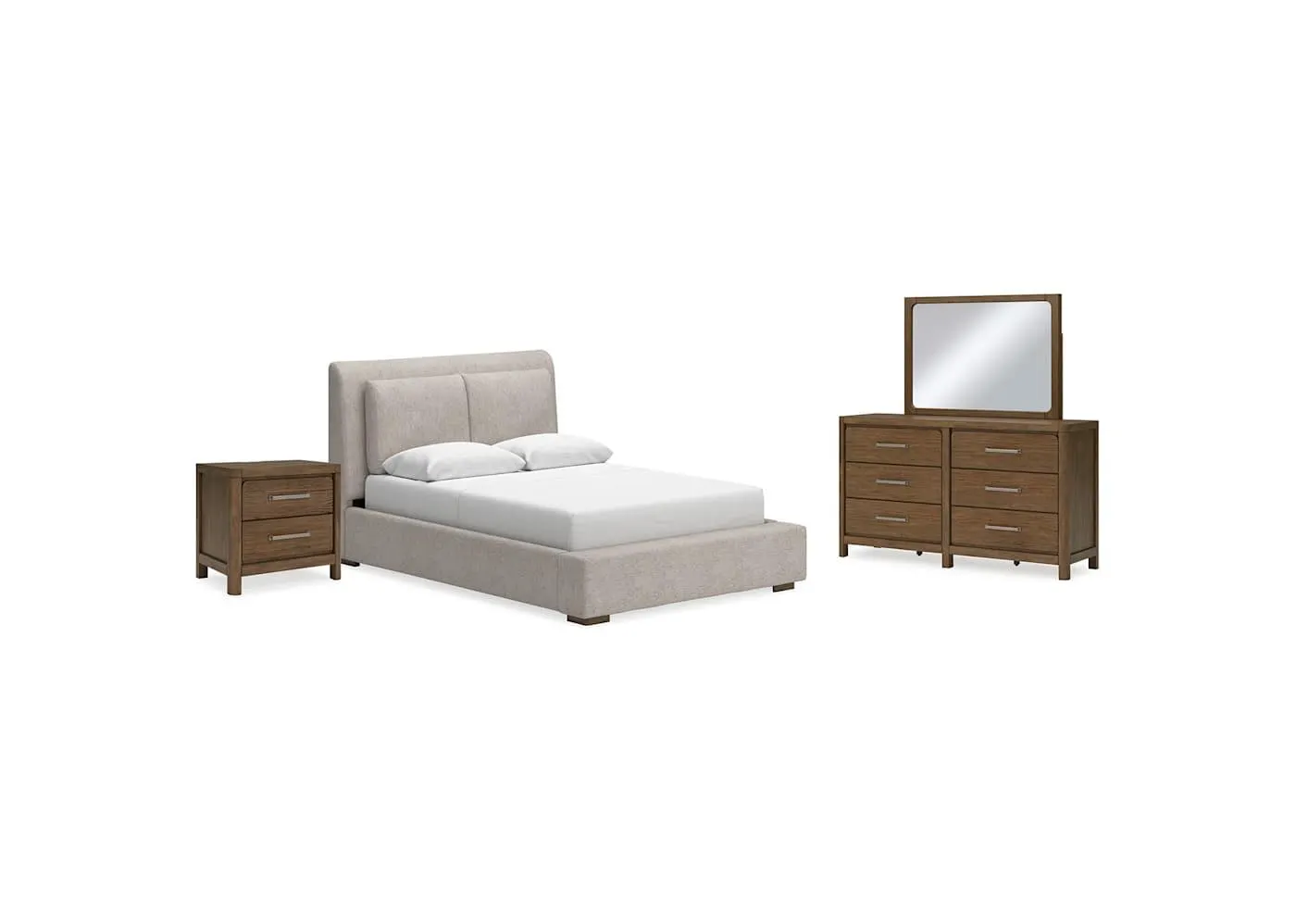 Cabalynn 6 Piece Upholstered Bedroom - Light Brown