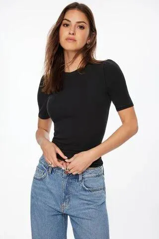 Ribbed Elbow Sleeve Tee