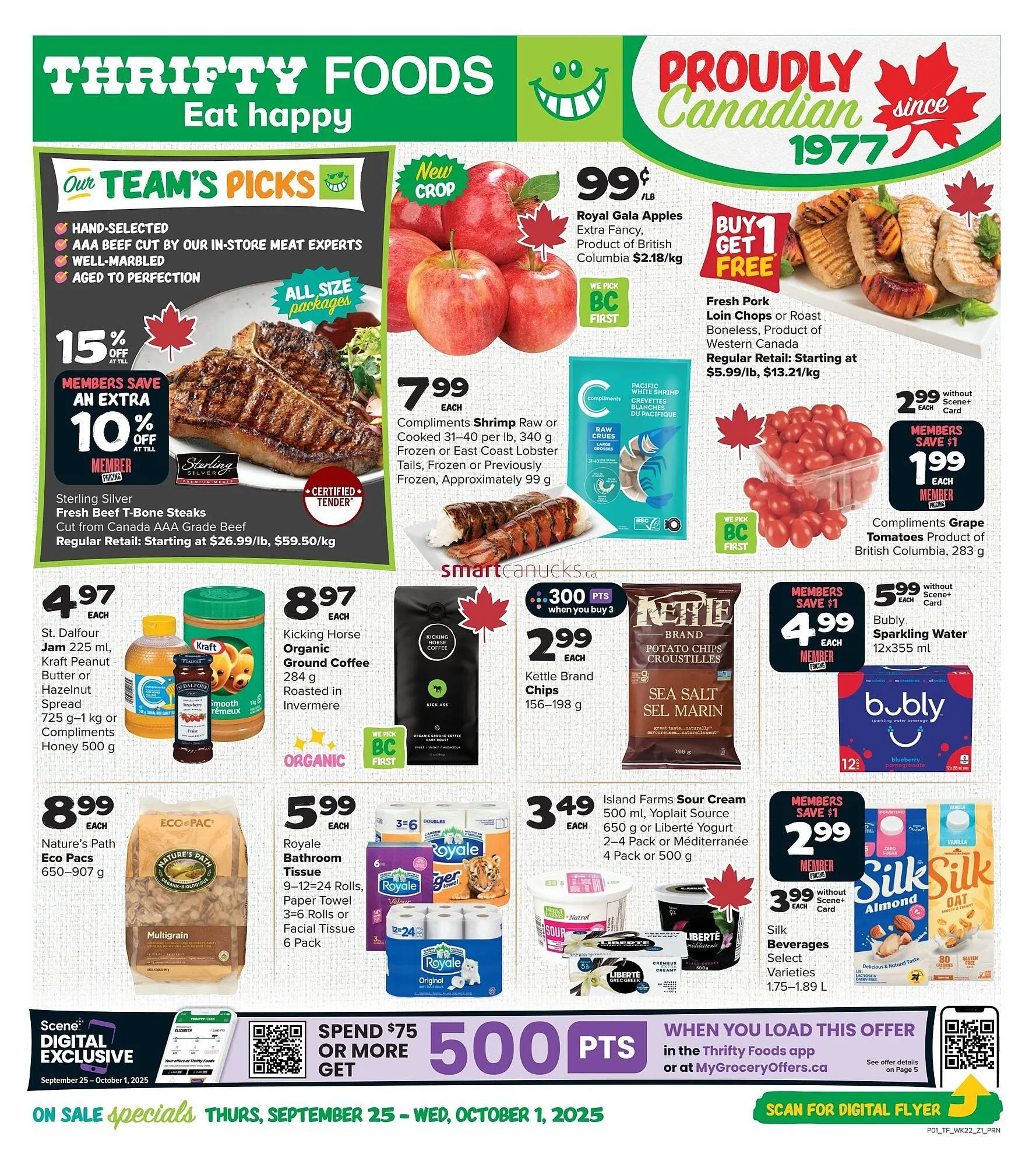 Thrifty Foods flyer from September 25 to October 1 2025 - flyer page 1