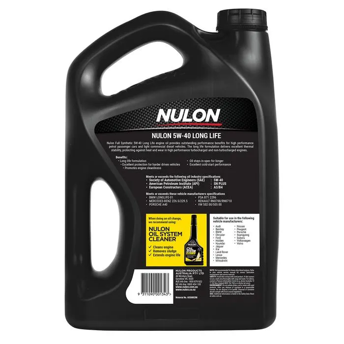 Nulon 5L Full Synthetic 5W-40 Long Life Engine Oil