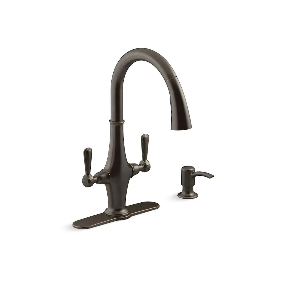 Pannier Two-handle pull-down kitchen sink faucet in Oil-rubbed Bronze