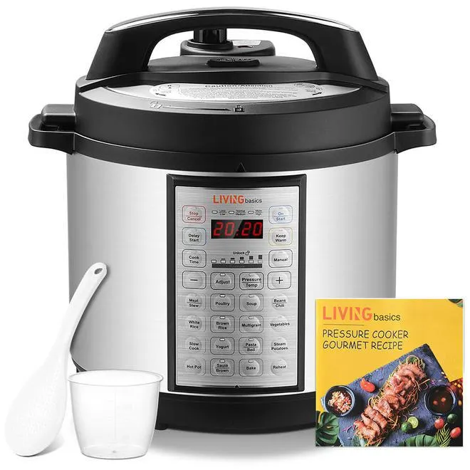 18-in-1 Multi-Use Programmable Pressure Cooker, Stainless inner container 6 Qts - LIVINGbasics®