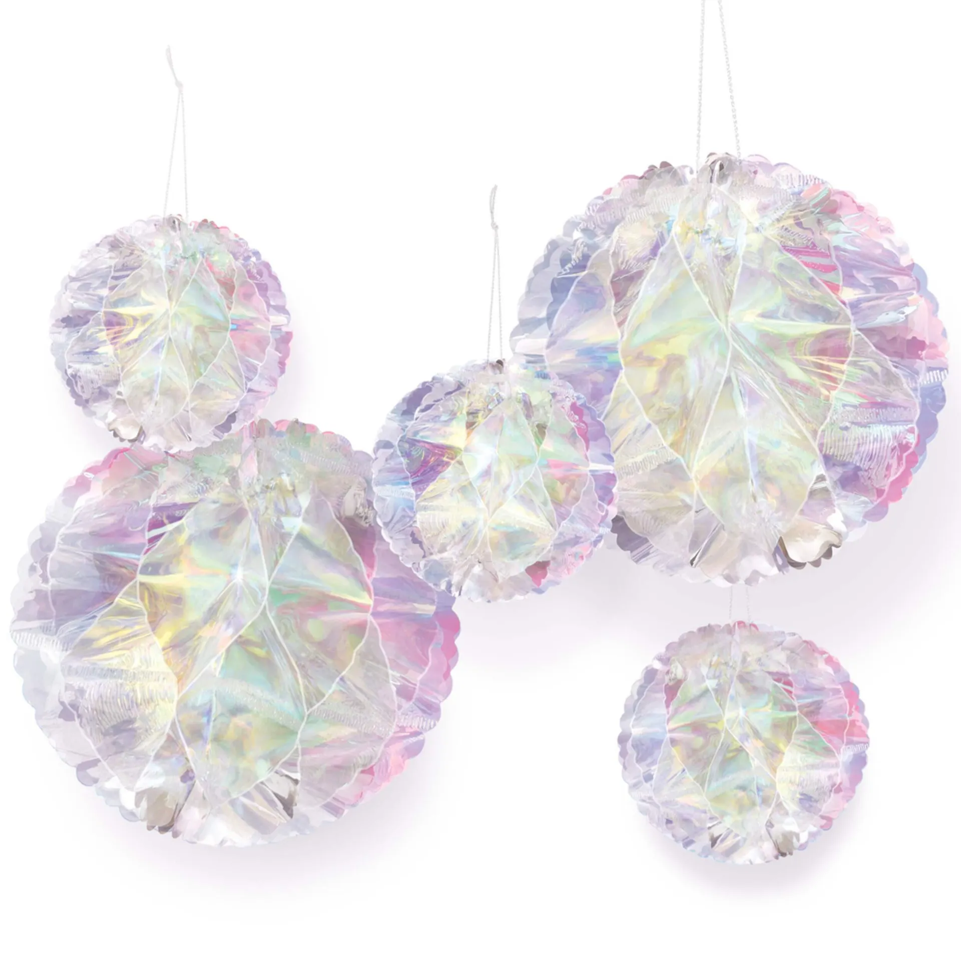 Iridescent Luminous Mini Honeycomb Hanging Decorations, 5-pc