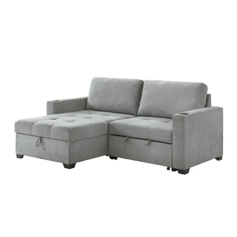 Causeuse convertible compacte réversible avec rangement - gris