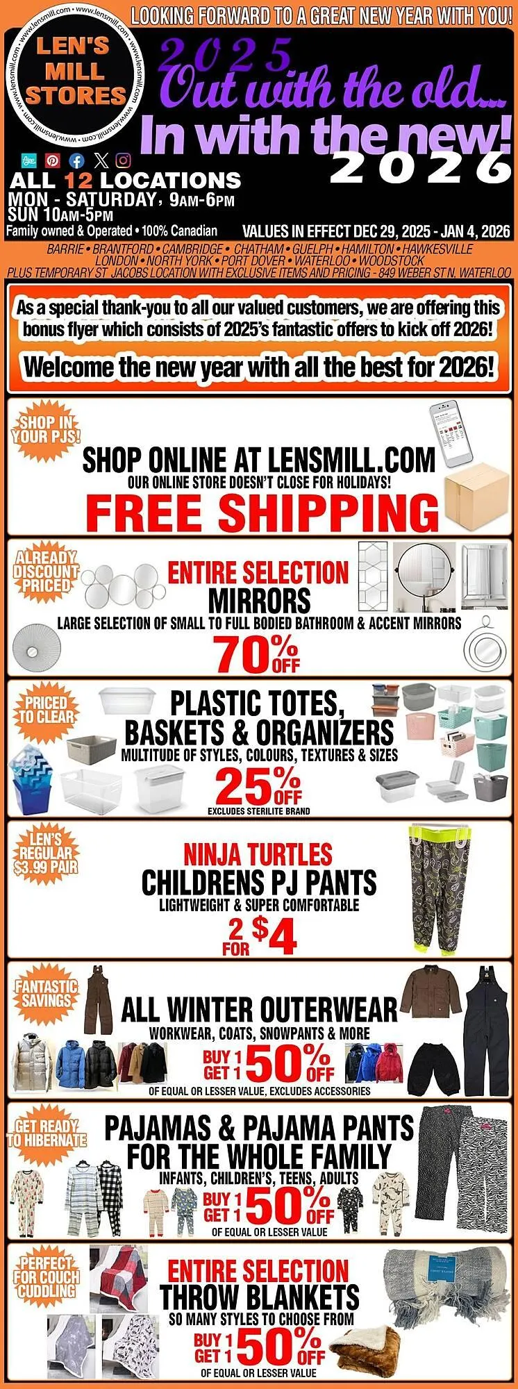 Len's Mill Stores flyer from December 25 to January 2 2026 - flyer page 1