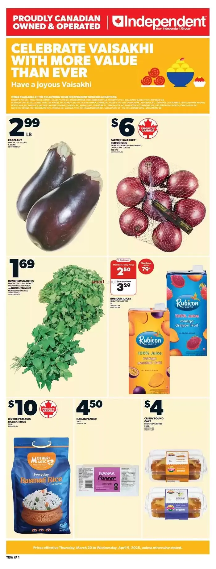Independent Grocer weeky flyer from March 20 to April 9 2025 - flyer page 1