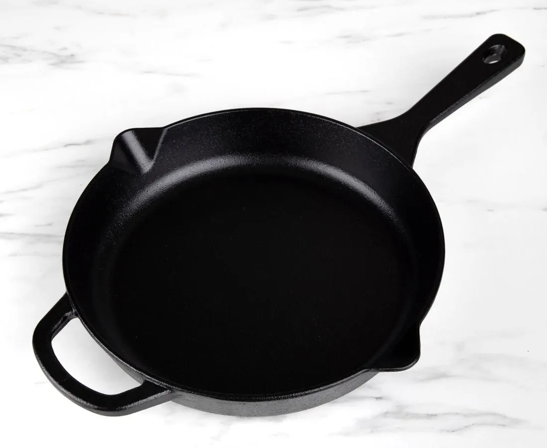 Our Table Preseasoned Cast Iron Round Frying Pan, 12"