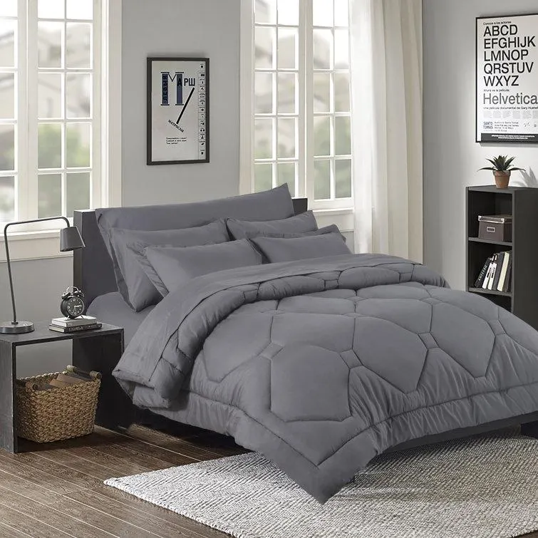 8 PCS Modern Comforter Set with Sheets All Season Bed in a Bag
