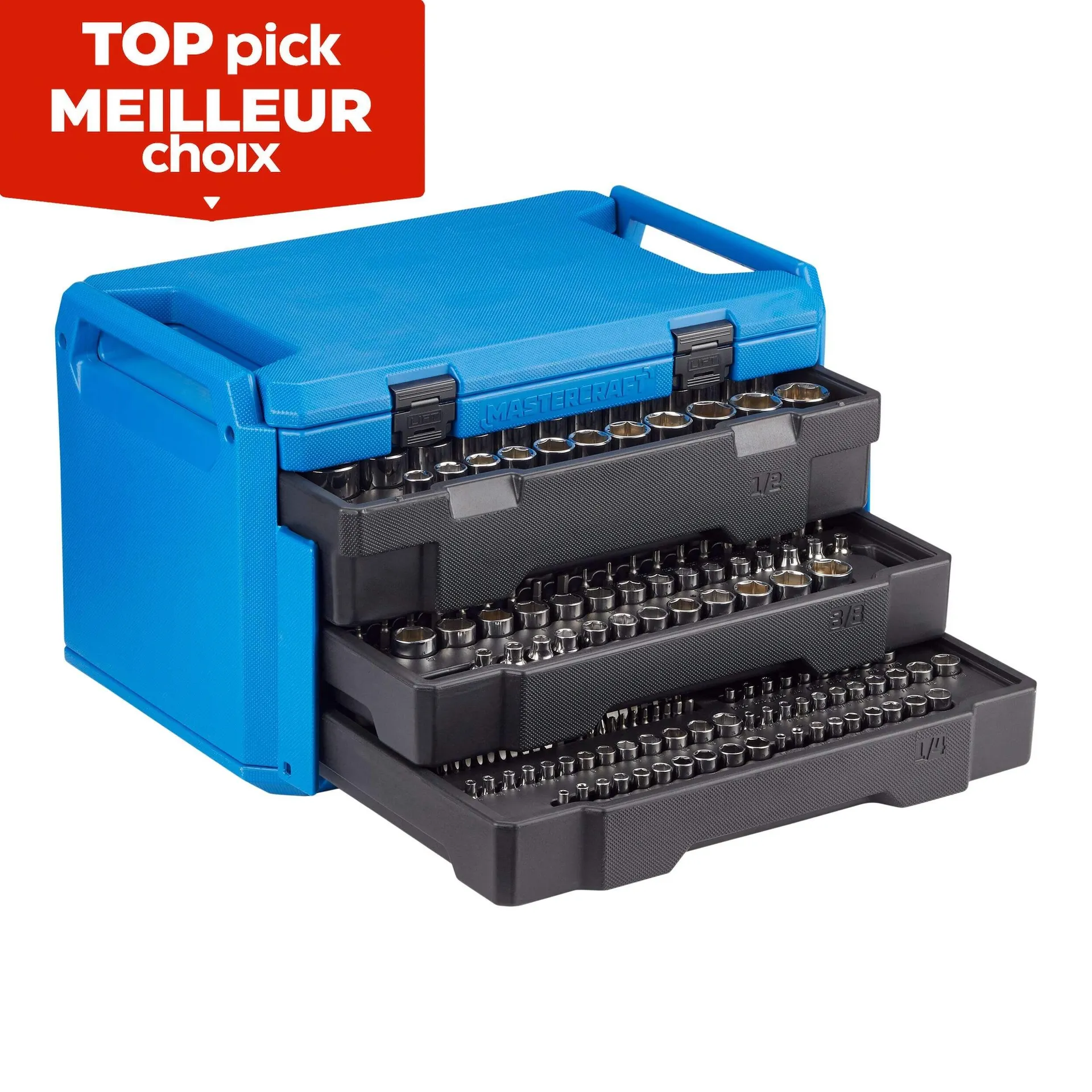 Mastercraft Socket Set, 270-pc, SAE / Metric, CRV, Nickel-Chrome Plating