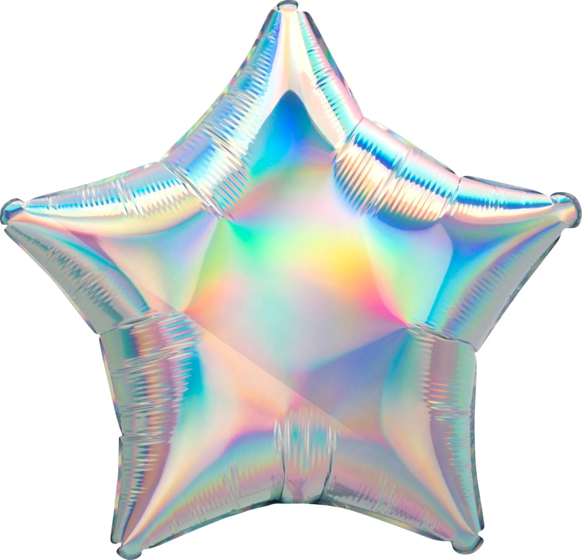 Star Satin Foil Balloon, Irridescent Silver, 22-in, Helium Inflation & Ribbon Included for Birthday/Special Occasion