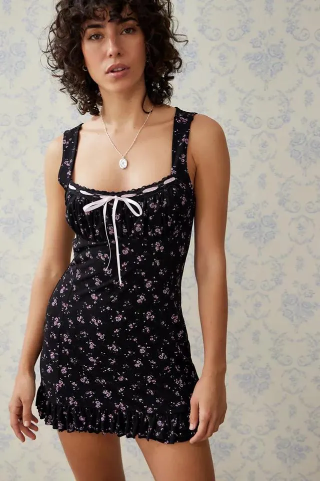 UO Sienna Ribbon Mini Dress