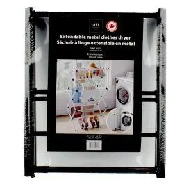 Sèche linge extensible en métal noir