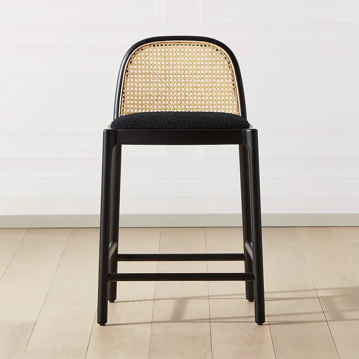 Nadia Black Cane Counter Stool
