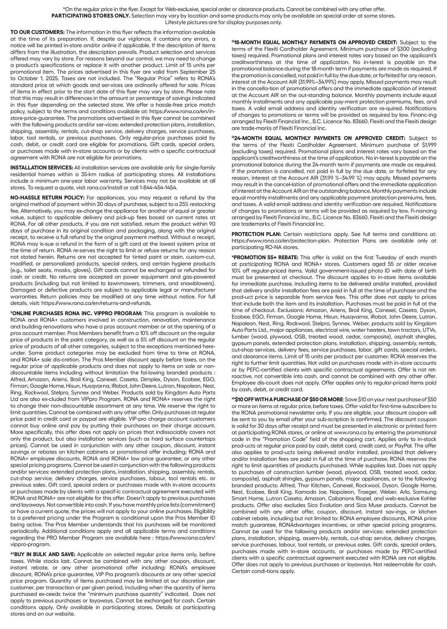 RONA flyer from September 26 to October 17 2025 - flyer page 25