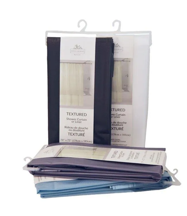 EMBOSSED TEXTURED SHOWER CURTAIN or LINER AST 70X72"