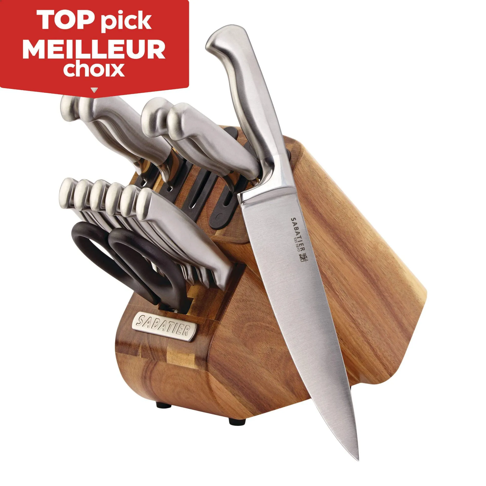Sabatier Stainless Steel Knife Block Set with Edgekeeper, 13-pc