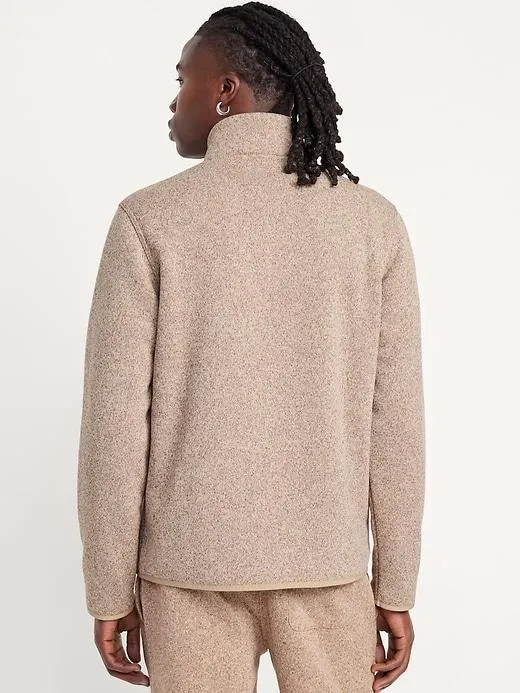 Sherpa-Lined Sweater Fleece Zip Jacket