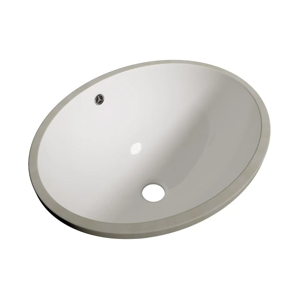 Ceramic 17 inch x 14 inch Oval Undermount Basin in Gloss White