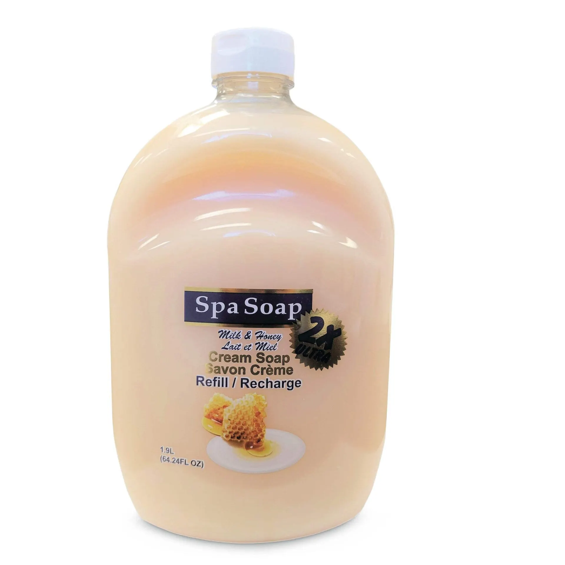 SpaSoap Cream Hand Soap Refill, Milk and Honey Scent, 1.9-L