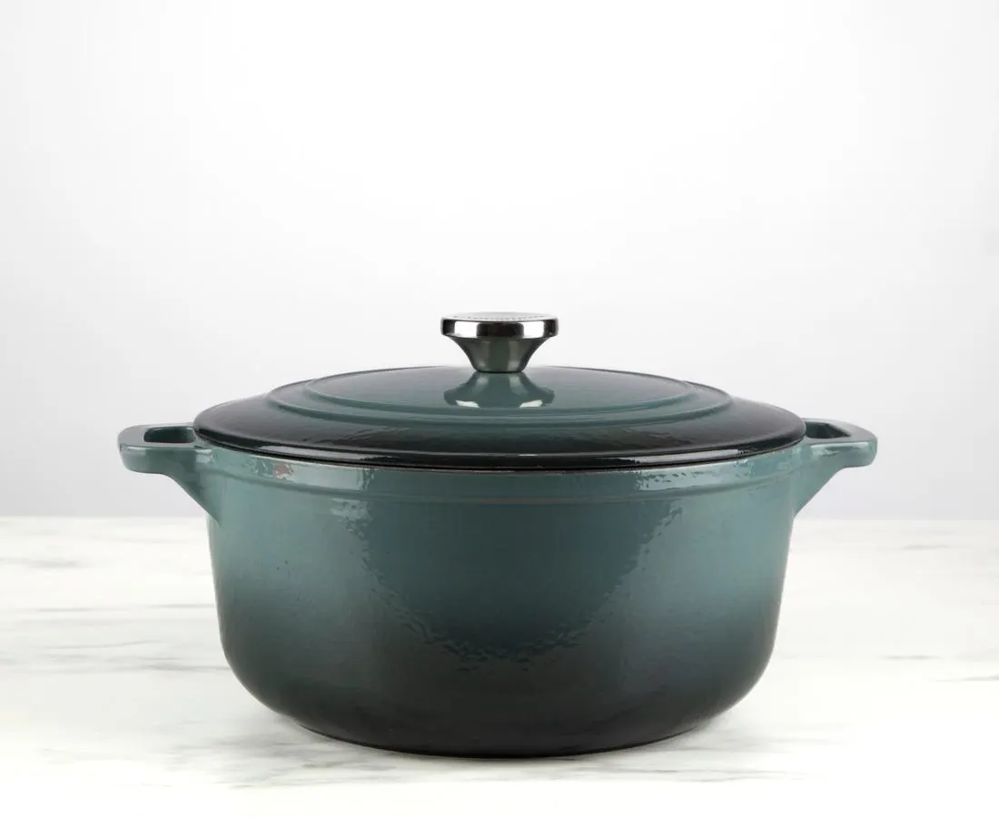 Cinnamon Homeware Cast Iron Round Dutch Oven, 4.5 L, Grey green
