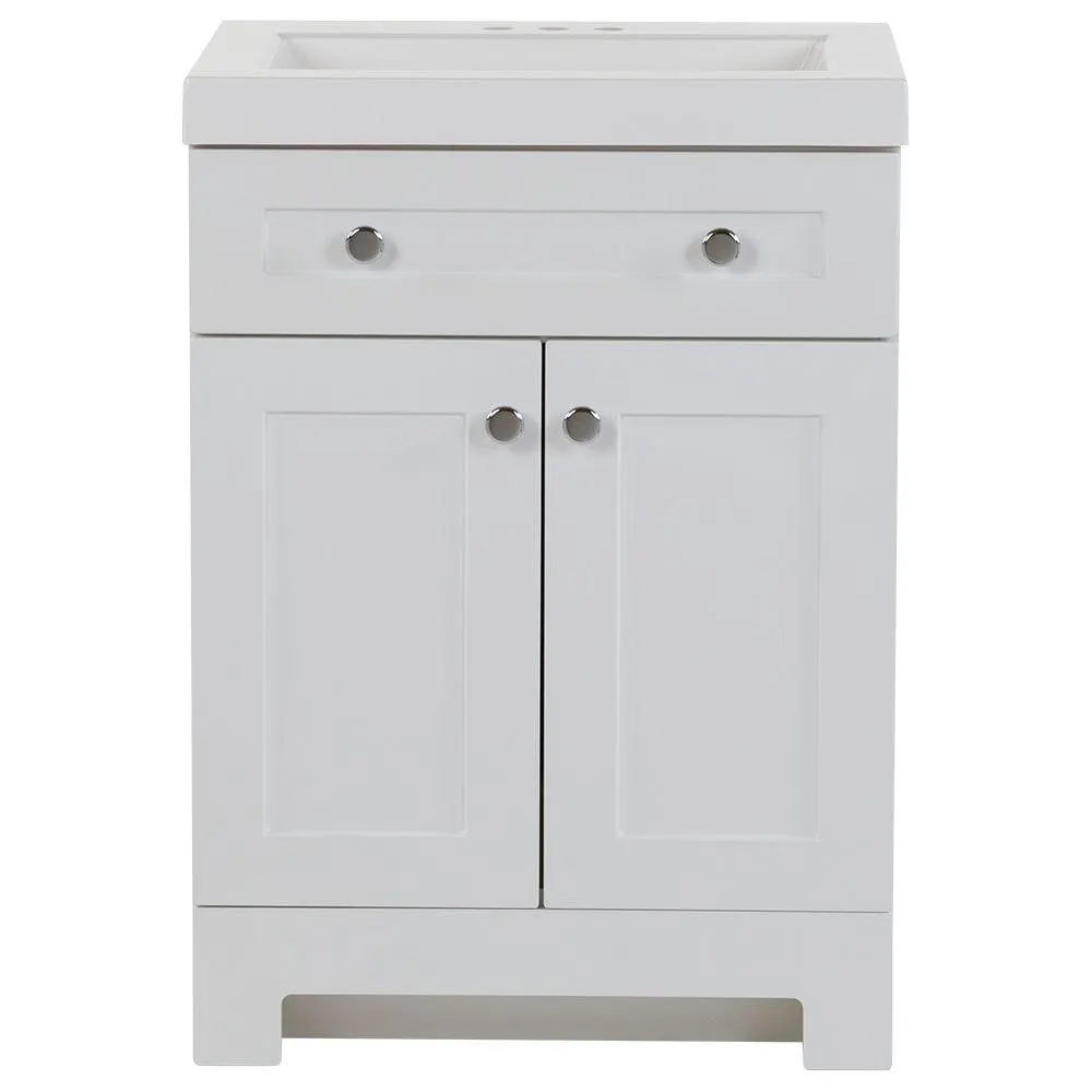 Everdean 24.5-inch W x 34.4-inch H x 18.75-inch D Bathroom Vanity in White with Cultured Marble Countertop/Rectangular Sink