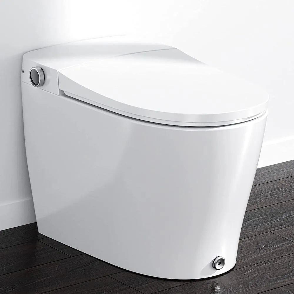Smart Bidet 1.06 GPF Single Flush Elongated Toilet in White with Auto Open/Close, Heated Seat