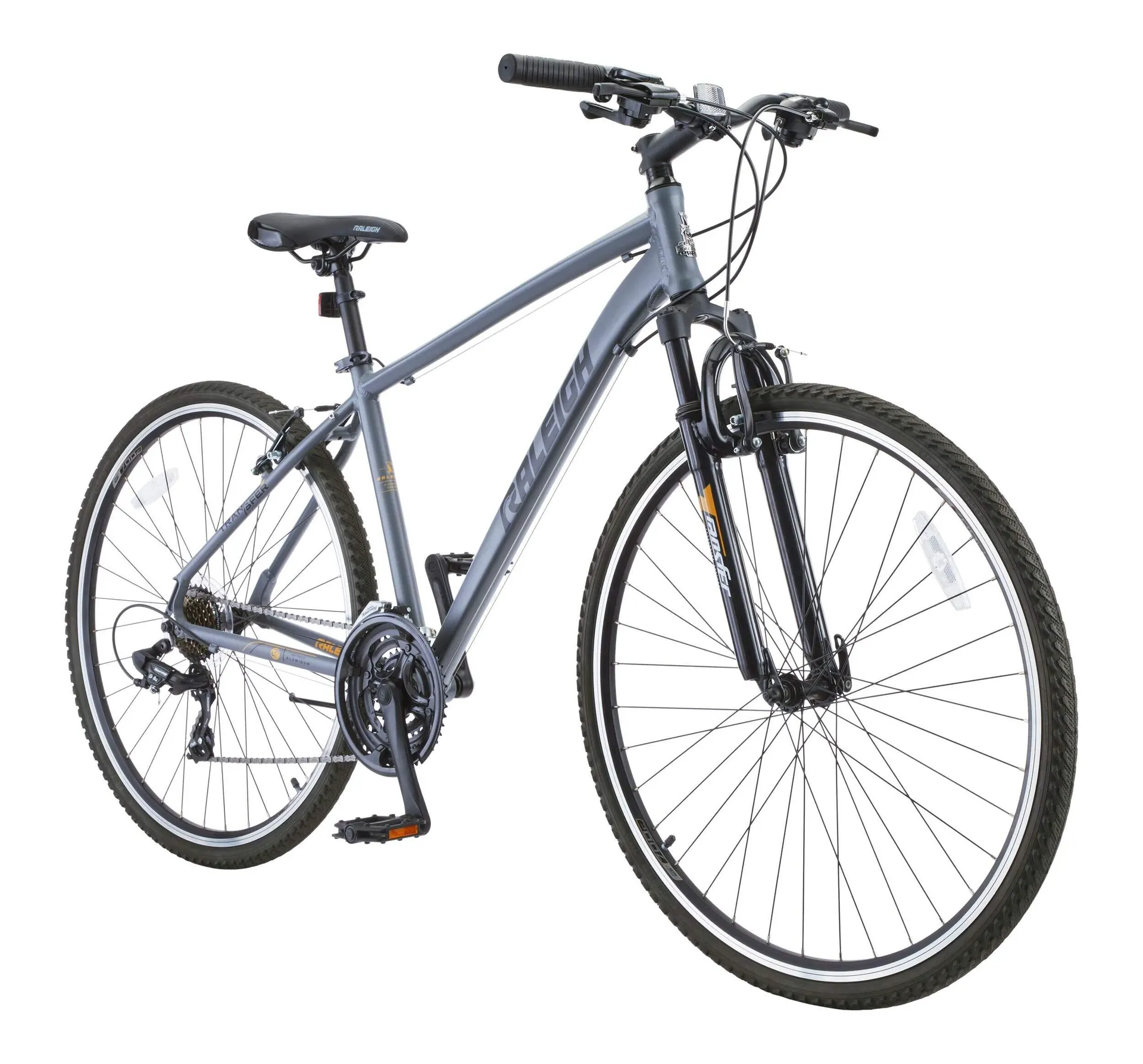 Raleigh Route Hybrid Bike with Alloy V-brakes, 700C, 21-Speed, Grey