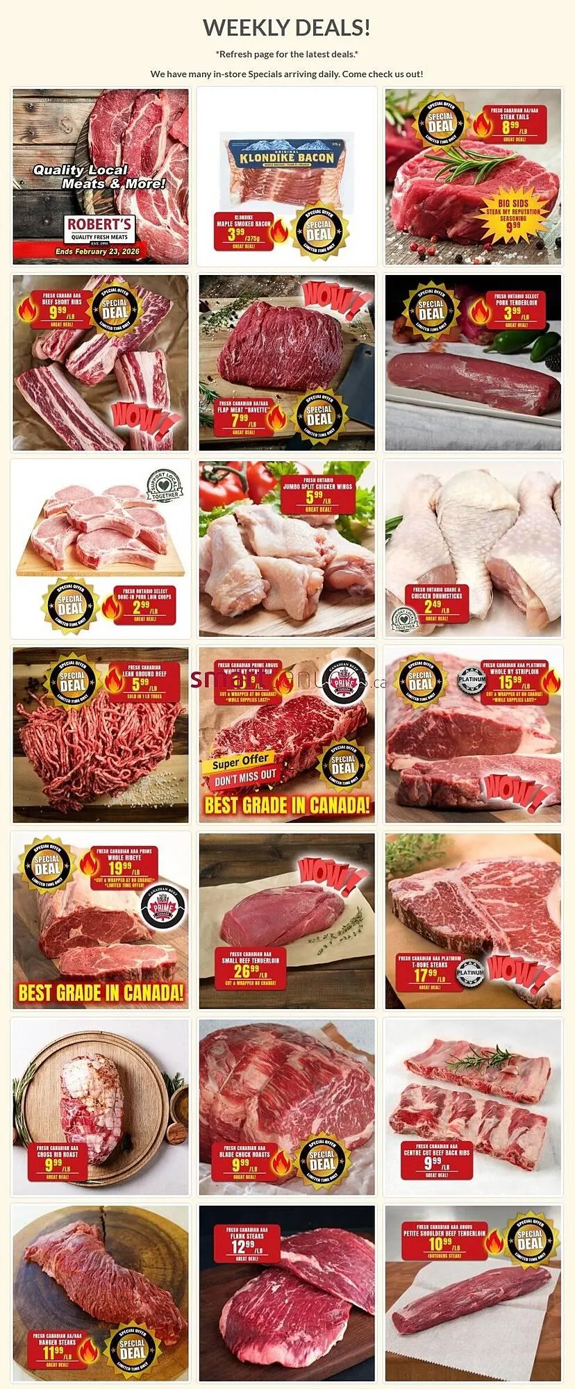 Roberts Fresh and Boxed Meats flyer from February 16 to February 23 2026 - flyer page 1