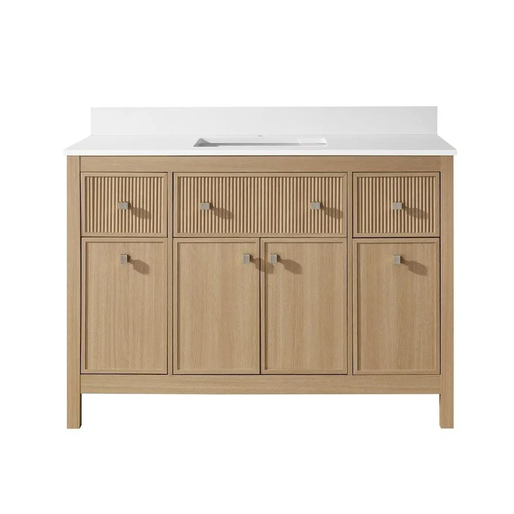 Josine 48 inch W x 20.5 inch D x 34.5 inch H Light Oak Bathroom Vanity with Ceramic Top Undermount Sink