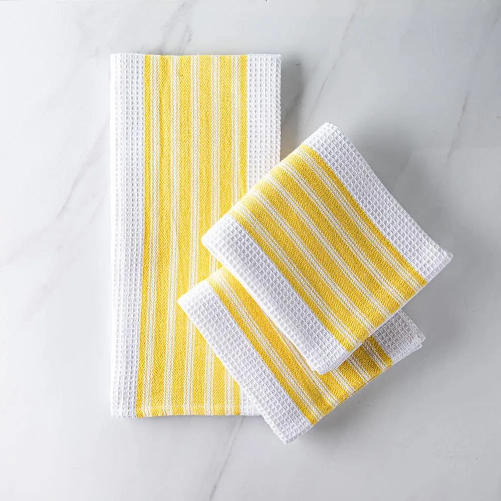 Harman Premium Quality 'Vertical' Kitchen Towel - S/3 (Yellow)