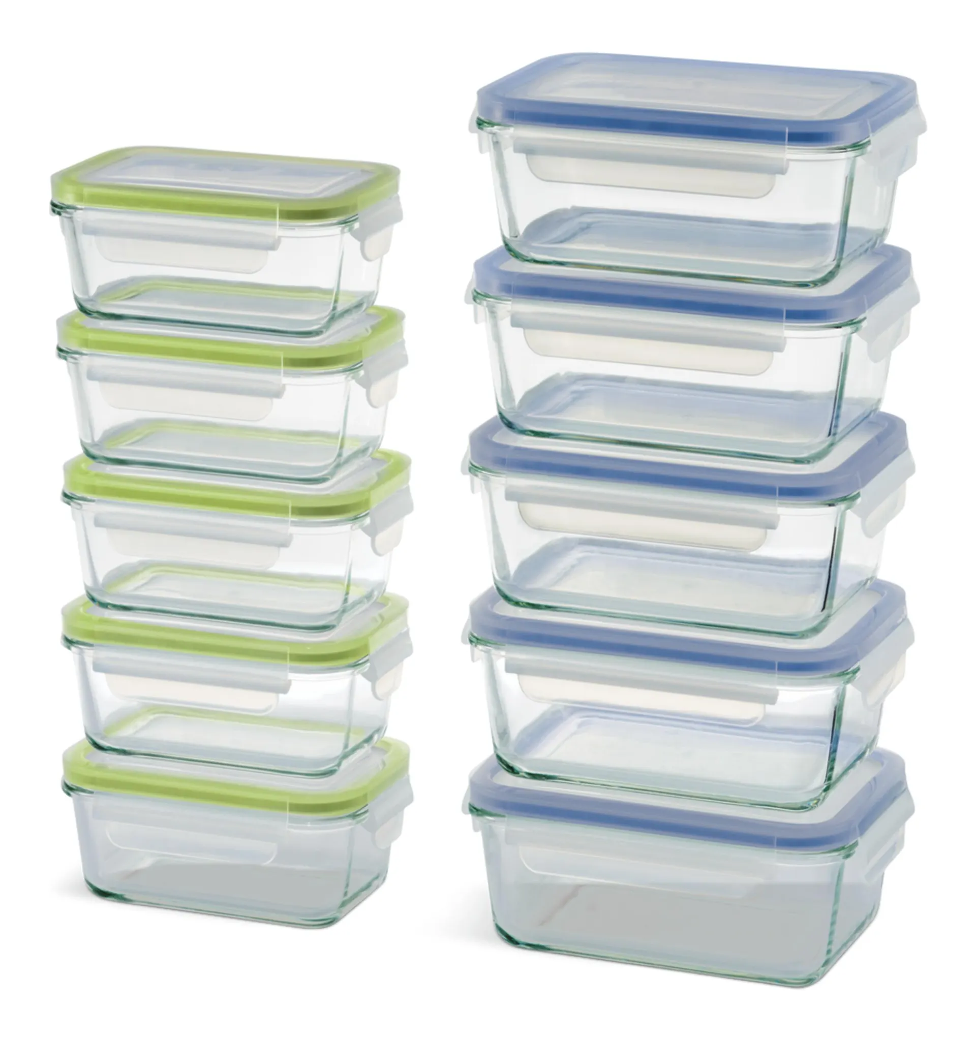 Vida by PADERNO Glass Clip Lid Food Storage Container Set with Leakproof Lids, 10 Count