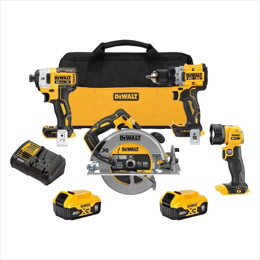 20V MAX Lithium-Ion Cordless Brushless Combo Kit (4-Tool) with (2) 5 Ah Batteries and Charger