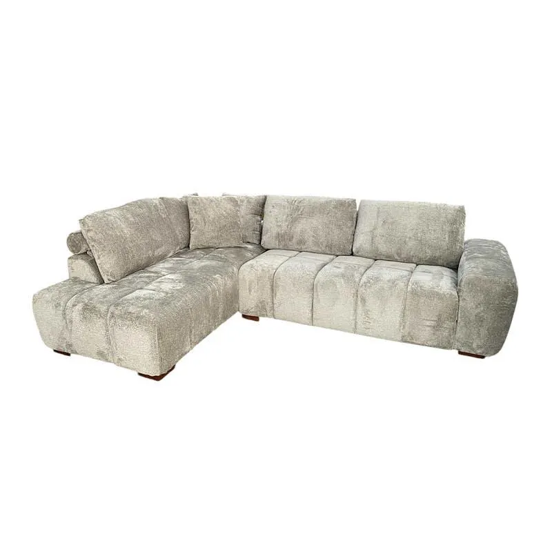 Sectionnel de style guimauve avec chaise longue à gauche - gris