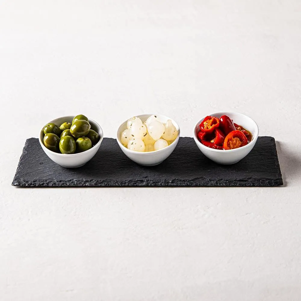 KSP Taste Porcelain Bowls with Slate Tray - Set of 4 (White)