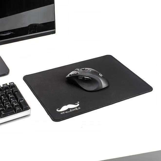 Mouse Pad Non-Slip Anti-Fray Cloth Surface, Black - Moustache® - 320mm*240mm*3mm