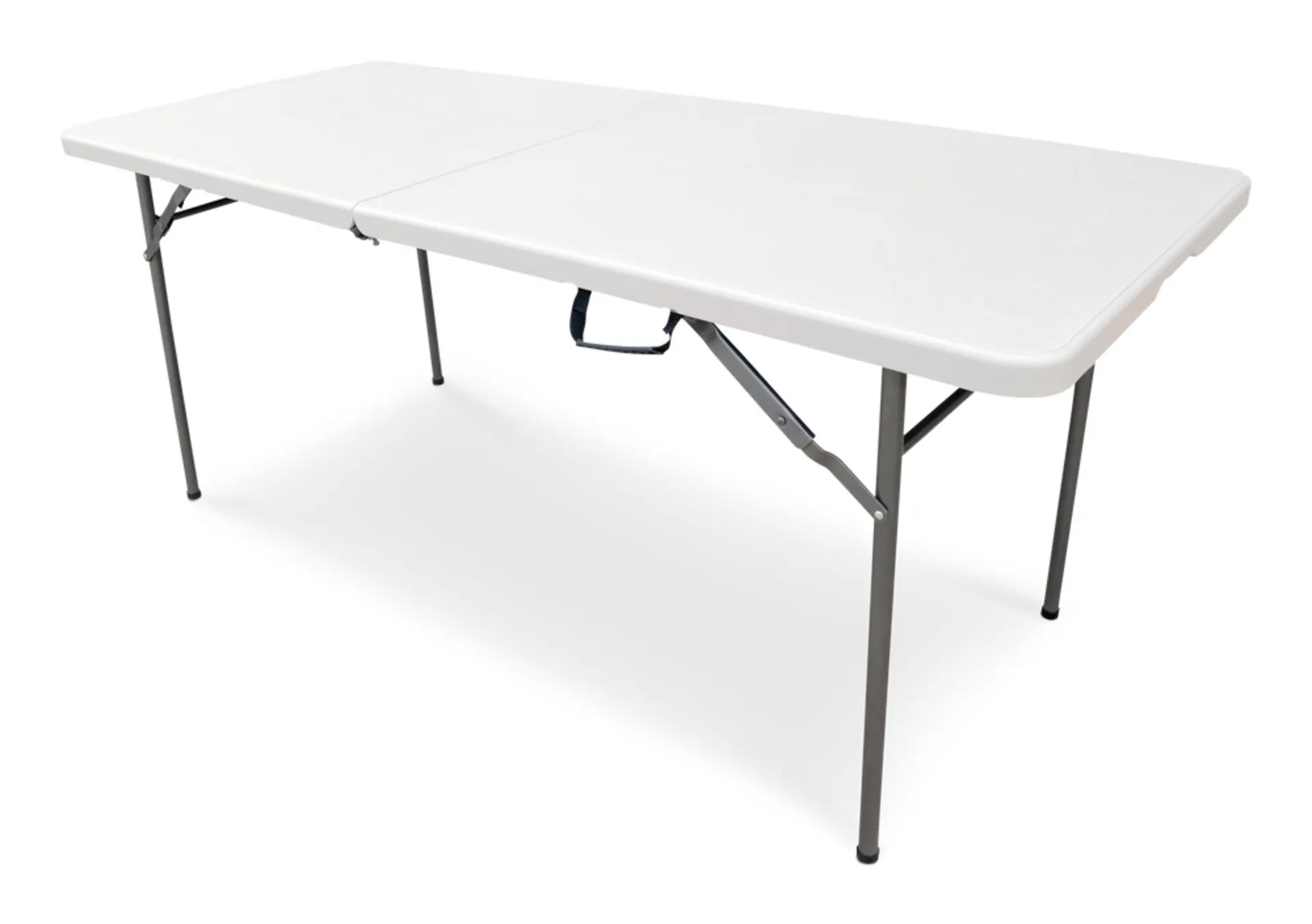 For Living 6-ft Heavy Duty Portable Plastic & Metal Folding Table with Handle, White