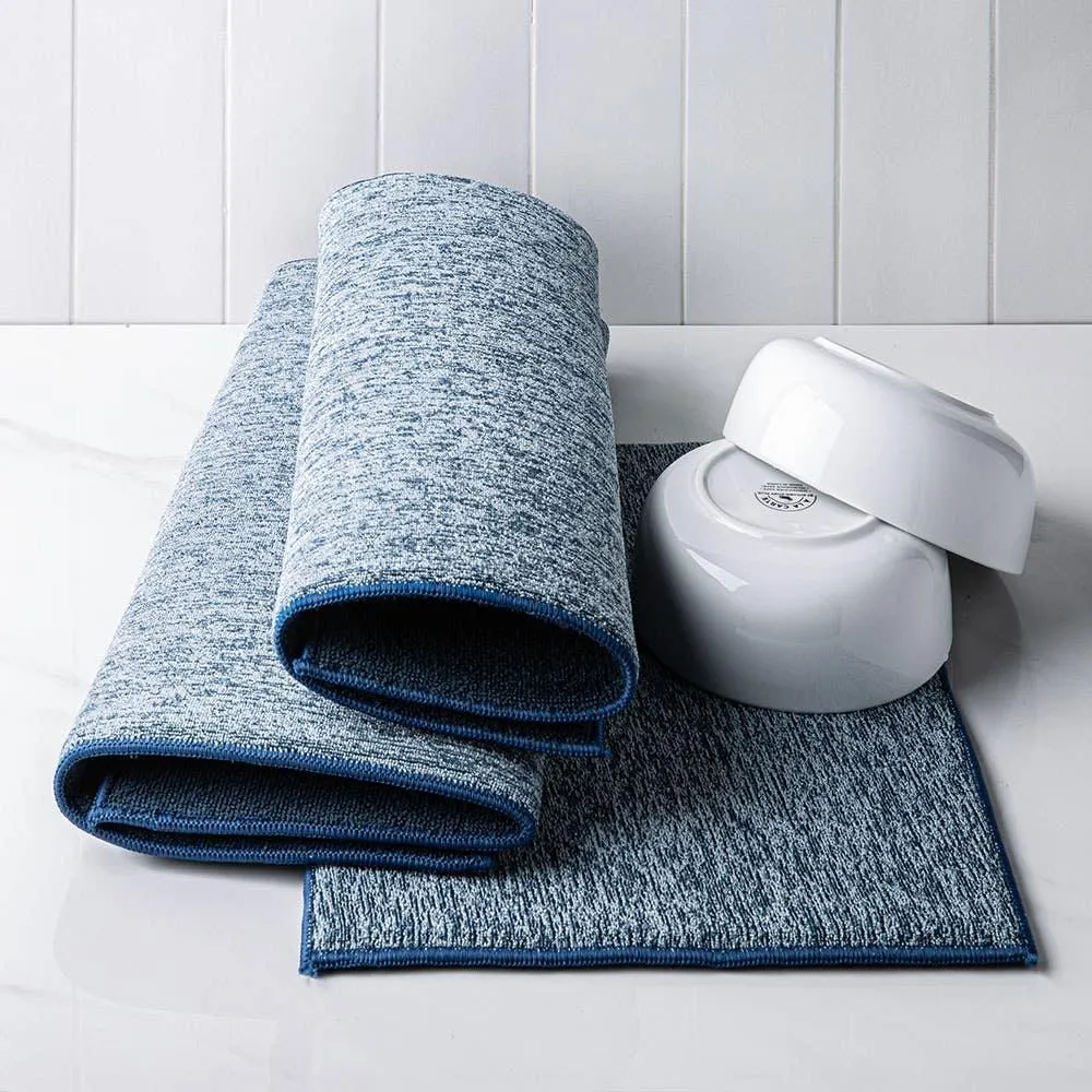 KSP Luxedry Heathered Microfiber Dish Drying Mat - Set/3 (Denim)