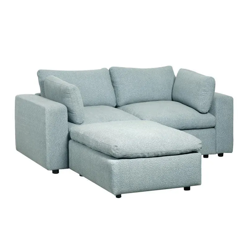 Causeuse modulaire avec ottoman gris - 5 mcx