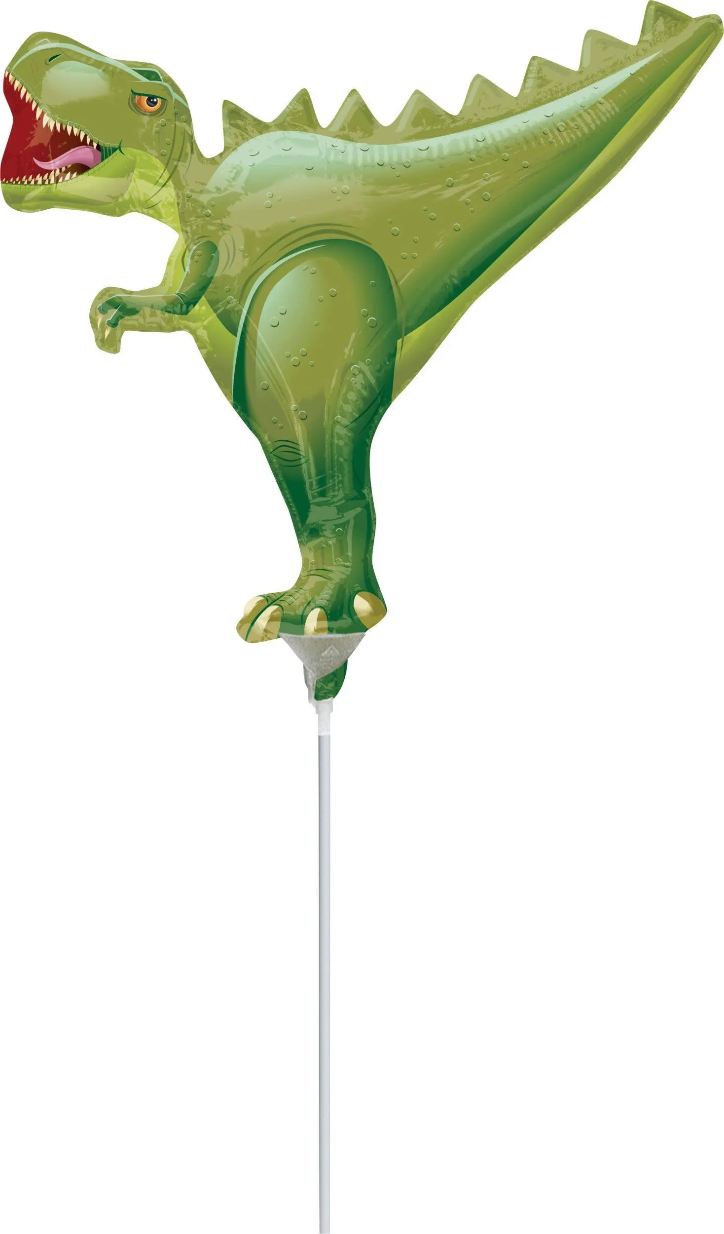 T-Rex Dinosaur Satin Mini-Shape Foil Balloon, Green, Air-Filled for Birthday Party