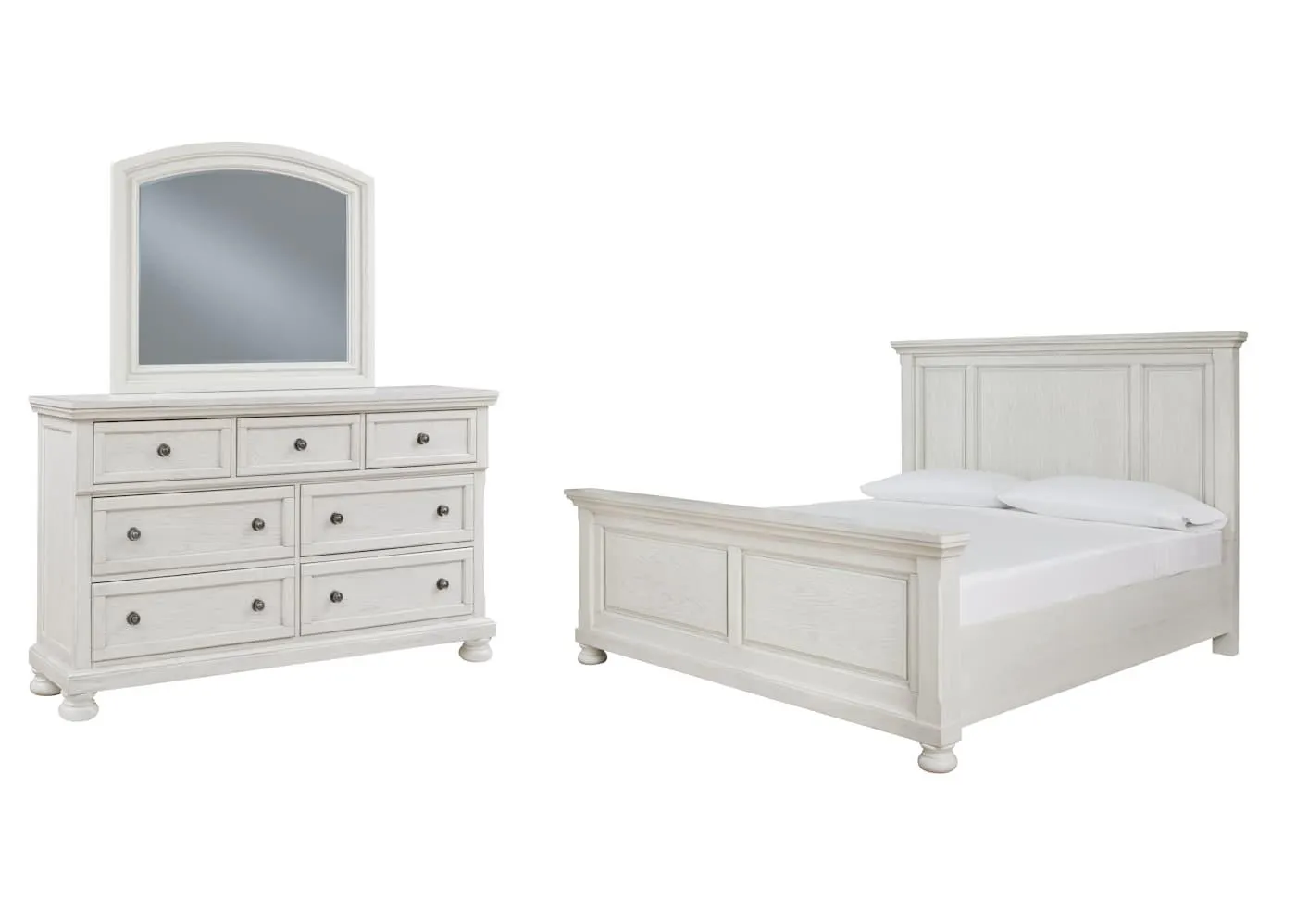 Robbinsdale 5 Piece King Panel Bedroom - Antique White