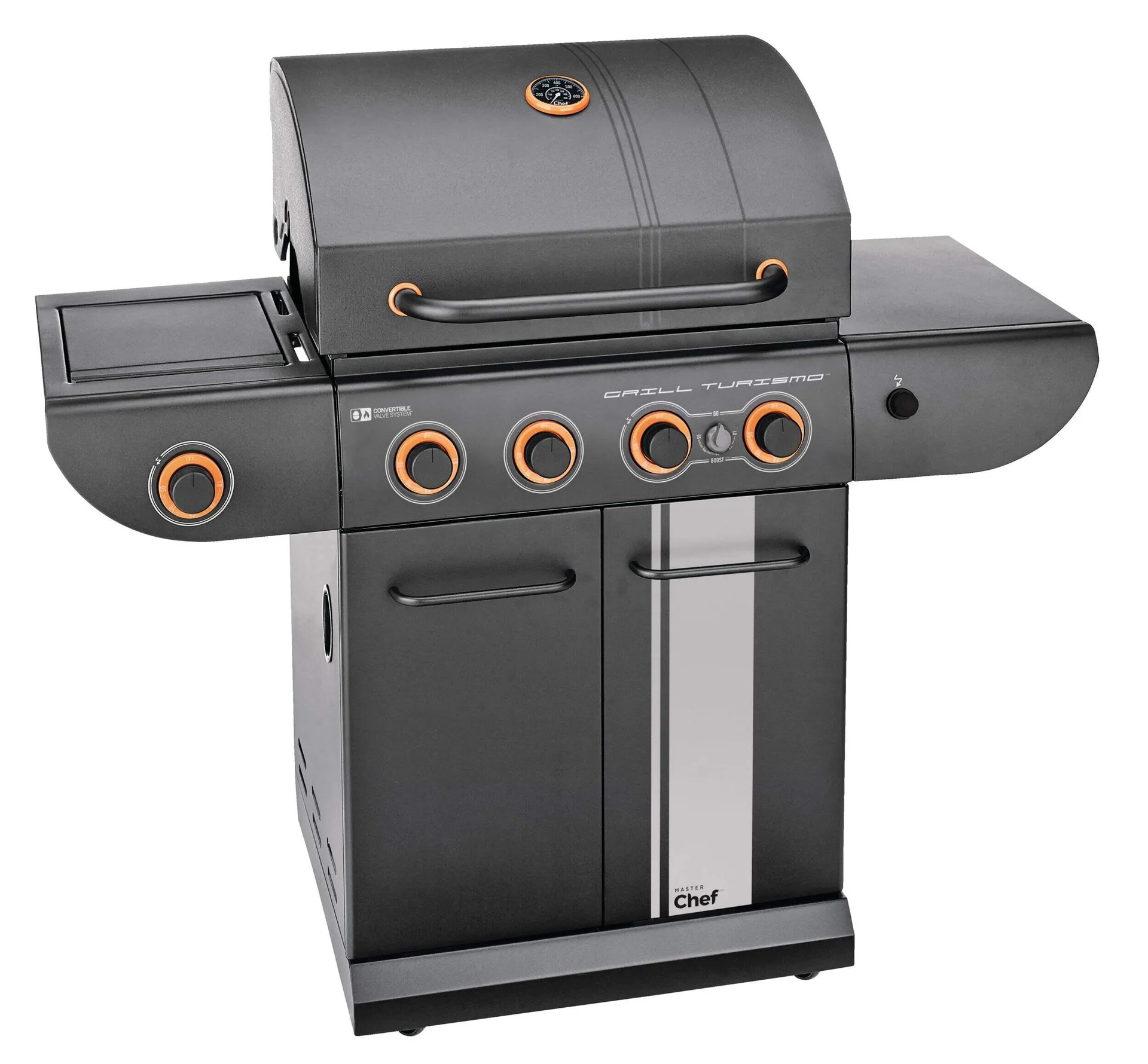 MASTER Chef Grill Turismo 4-Burner Convertible BBQ with Side Burner
