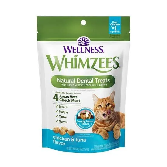 Wellness Natural Chicken and Tuna Flavour Dental Treats for Cats, 127.6 g