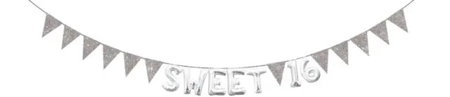 Create Your Own Glitter Pennant Banner for Birthday/Wedding/Baby Shower, Silver, 20-ft