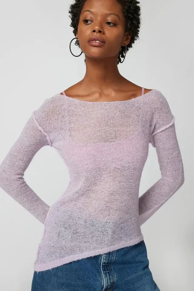 UO Santiago Semi-Sheer Asymmetrical Sweater