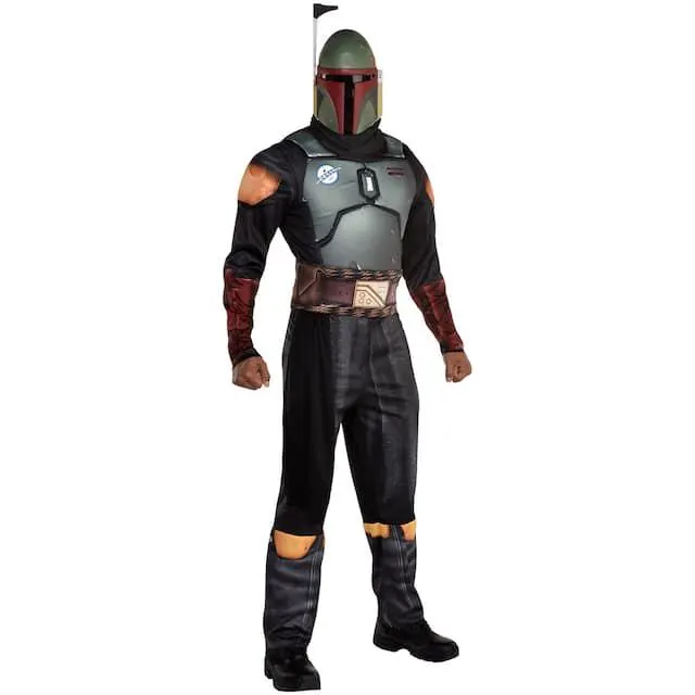 Men's Disney Star Wars Boba Fett Black Jumpsuit with Mask Halloween Costume, Assorted Sizes