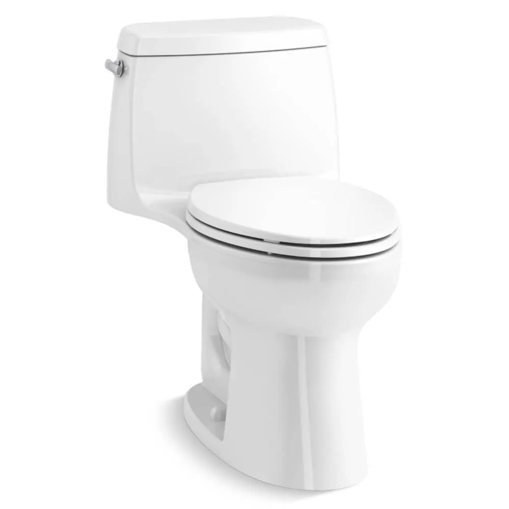 Santa Rosa Comfort Height 1-Piece 4.8 LPF Compact Single Flush Elongated Toilet in White