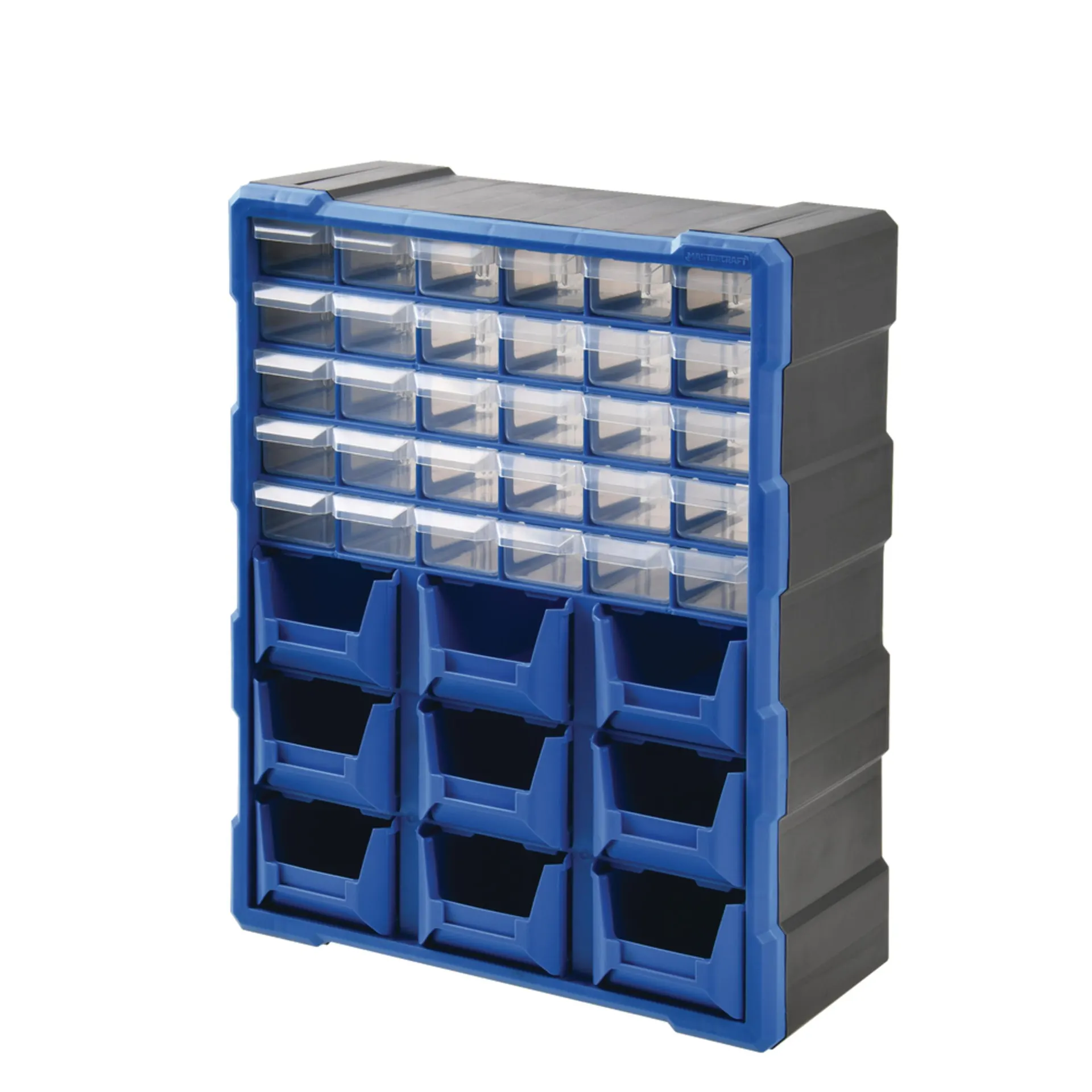 Mastercraft Hybrid Stackable Parts Cabinet with 39 Drawers + Bins, Wall-Mountable, 6 x 15 x 19-in